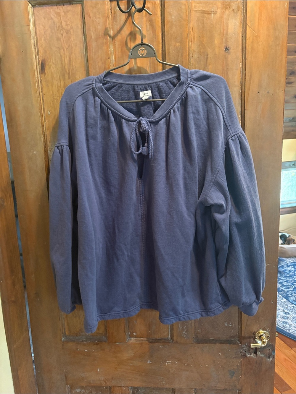 Aerie Navy Blue Tie-Neck Long Sleeve